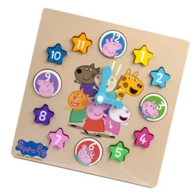 £7.99 • Buy 12pc Peppa Pig Wooden Shape Sorter Learning Time Colors & Shapes Clock Puzzle