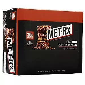 Met-Rx Big 100 Meal Replacement Bar Peanut Butter Pretzel 9 Bars • $25.07