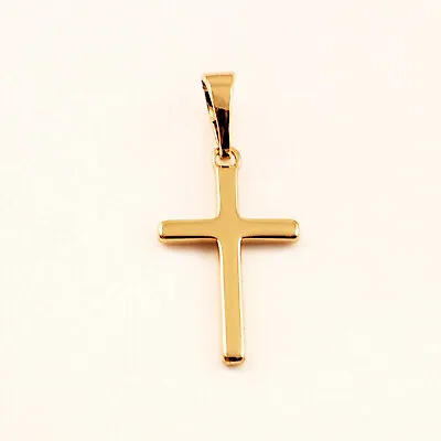 18ct Yellow Gold Filled Religious Christian Plain Smooth Cross Pendant UK Seller • £4.99