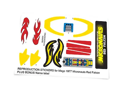 CUSTOM STICKERS For 1977 Mego Micronauts Red Falcon + NAME LABEL • $6.46