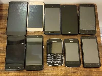10 Smartphones: Motorola Droid Turbo ZTE Blackberry *For Parts & Not Working* • $60