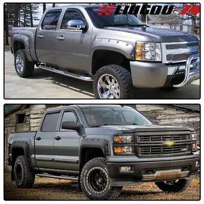 Pocket Rivet Wheel Fender Flares Fit For 2007-13 Chevy Silverado 1500 2500HD  • $81.80