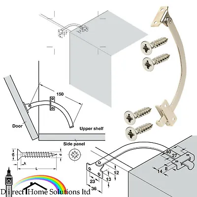 Hafele Nickel Plated Steel Lid Stay Lift Up Hinge Steel Door Restraint L/R Mount • £8.49