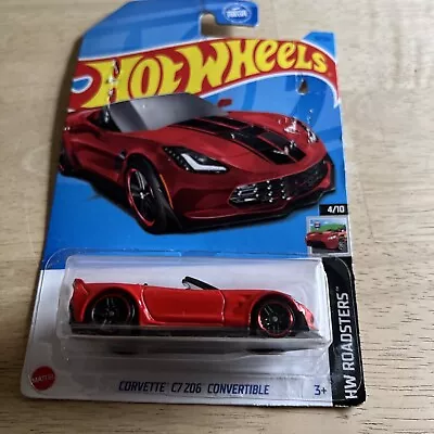 Hot Wheels - 2023 HW Roadsters 4/10 Corvette C7 Z06 Convertible 34/250 (BBHKK10) • $3.25