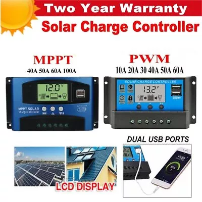 MPPT Solar Charge Controller 12V 24V Battery Panel Regulator Dual 2 USB LCD • £9.66