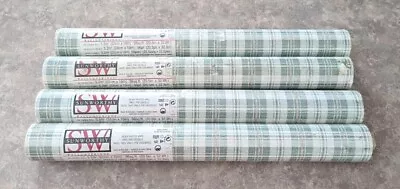 Vintage Sunworthy Wallpaper Green Plaid (4) Double Rolls Total Of 224 Sq. Ft. • $69.99