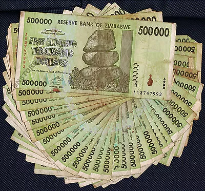 500000 Zimbabwe Dollars X 30 Banknotes Bundle Authentic 2008 Currency 30PCS Lot • $29.99