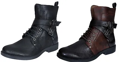Mens Punk Rock Goth Elmo Ankle Boots Zip Biker Emo Leather Buckle • $104.67