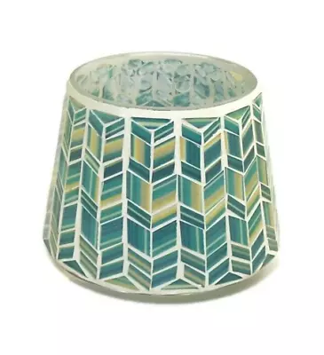 Yankee Candle Blue Mosaic Jar Candle Shade Herringbone Tiles Artistic 7  X 6  • $19.99