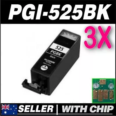 3x Black Ink For CANON PGI-525BK For MG6150 MG6250 MG8150 MG8250 MX885MX715 • $14.20