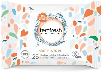 £2.99 • Buy Femfresh Intimate Wipes - Flushable & Biodegradable Disposable Feminine Hygiene