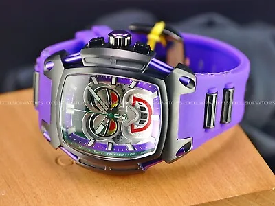 Invicta Men 53mm LIMITED Ed DC Comics Diablo Tonneau JOKER Chrono Purple Watch • $104.99