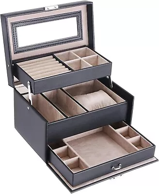 Jewelry Box Jewelry Box For Men Women3 Layers Jewelry Organizer With Lock ... • $41.58
