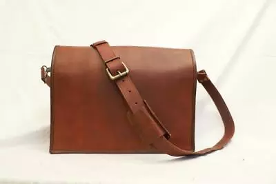 15  Men's Large Vintage Brown Leather Flap Messenger Laptop Satchel Shoulder Bag • $60.50