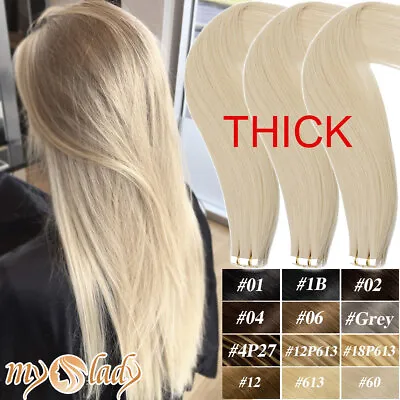 THICK 100G Tape In 100% Remy Human Hair Extensions Skin Weft FULL HEAD Blonde US • $20.69