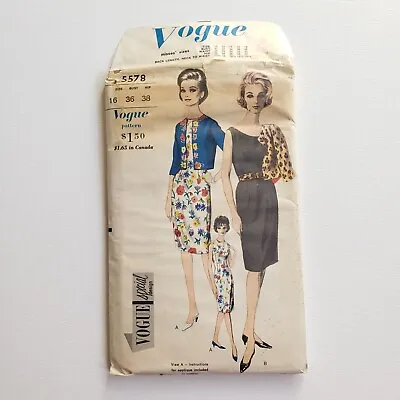 1960s Vintage Vogue 5578 Special Design Fitted Dress Jacket Sewing Pattern • $28