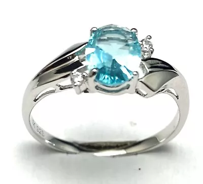 R1165B Mt. St. Helens Blue Helenite 6x8mm 1.2Ct Sterling Silver Ring • $32