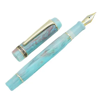 Kaigelu 316A Green Brown Celluloid Fountain Pen Iridium EF/F/M Nib Writing Pen • $22.79