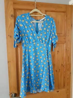 Ladies Zara Blue Pineapple Mini Dress Size XS • £7