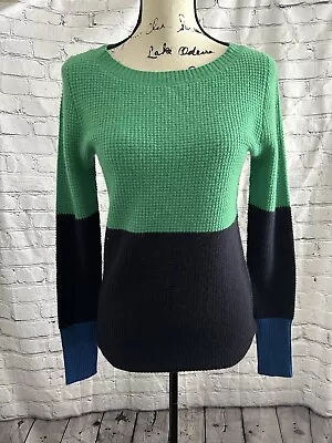 J. Crew Colorblock 100% Cashmere Waffle Knit Long Sleeve Knit Sweater Size XS • $39.99