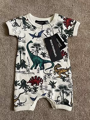 NEW - ROCK YOUR BABY The Prehistorics Playsuit Dinosaur Baby Boys Size 000 • $18