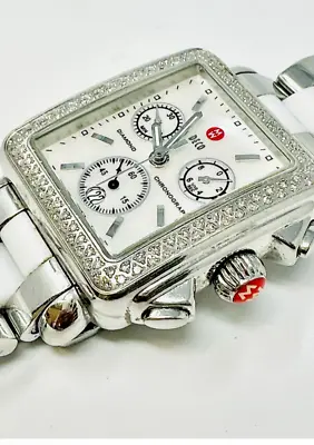 Michele Deco Ceramic White Diamond Chronograph Ladies Watch • $750