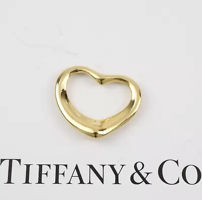 Tiffany & Co. 18K Yellow Gold 15mm Open Heart Pendant Charm 1.4g Elsa Peretti • $240