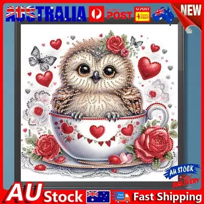 5D DIY Partial Special Shaped Drill Diamond Painting Owl In Coffee Cup 30x30cm • $11.19