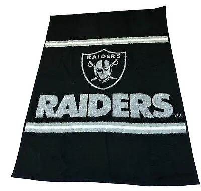 Vintage Biederlack Oakland Raiders Football Blanket Black Gray 73  X 54  • $49.99