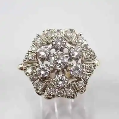 2Ct Round Cut Moissanite Flower Cluster Engagement Ring 14K Yellow Gold Plated • $145.79