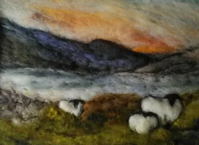 Needle Felting Kit - Lochside Sunset Using Hand Dyed British Fleece • £15.95