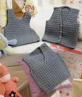 Crochet Pattern- Baby Boy/Girl Waistcoat/Sleeveless Tops (6sizes Prem-12M)PO373a • £2.15