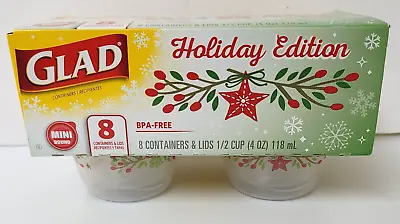 Glad Mini Round 4oz Containers & Lids 4 Count Holiday Collection New  • $11.88