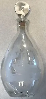 I W Harper Vintage MCM Barware Etched Gentleman And Ship Glass Decanter Bottle • $19.99