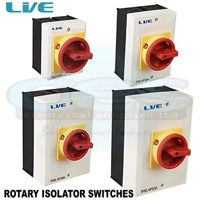 Rotary Isolator Switch 4 Pole 20amp 32amp 40amp 63amp Weatherproof 230volt  • £13.65