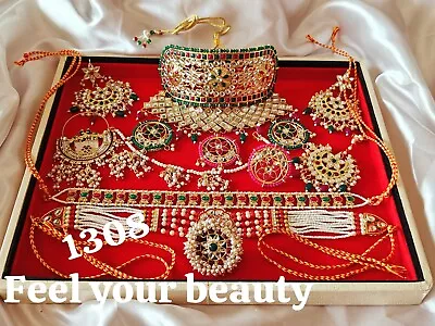 Rajasthani Bollywood Choker Jewelry Set Arabic Kundan Weddig Pride Traditional • $58.49