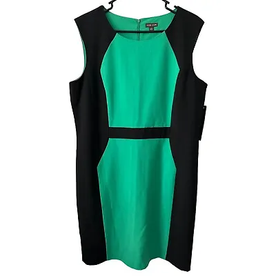 NEW Voir Voir Dress Size 16 XL Extra Large Emerald Green Black Color Block • $24.99