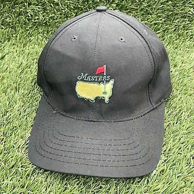 Vintage The Masters Golf Adjustable Leather Strap Black Hat American Needle • $15