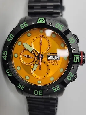 Aragon Gauge Swiss Automatic Chronograph Watch A321 ETA 7750 50mm Orange Black • $675