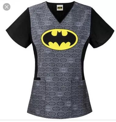 Women's V-Neck Batman Logo Print Scrubs Nurse Shirt  XS S M L  XL XXXL 3 X • $39.89