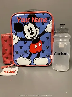 BNWT ZAK! Mickey Mouse Personalised Insulated Bag Lunch Box & Drink Bottle Flask • £12.37