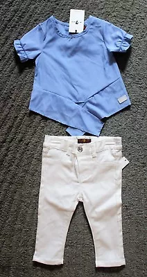 7 For All Mankind Baby Girls 2 Piece Outfit (Jeans & Top) - Size 12 Months -NWT • $17.99