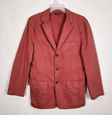  J Crew SEERSUCKER Sports Coat Medium Men Blazer Jacket Red 40R Long Sleeve  • $74.95