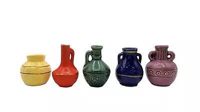 Vintage Miniature Ceramic Pottery Stoneware Pitcher Vase Jug Dollhouse Lot X5 • $19.99