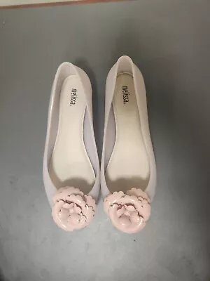 Melissa DOLL Pink & Beige Florette Rubber Ballet Jelly Flat SZ 39 • $29