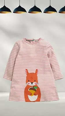 Ex Baby Boden Squirrel Applique Dress In Pink Stripe (A Bit Defect) • £9.99