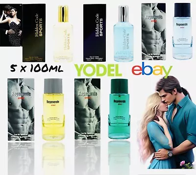 5 X 100ml Mens Aftershave Gift Set Perfume Hidden Code Regenerate Sports Eau De • £15.75