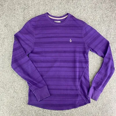 Volcom Long John Stripes Long Sleeve Shirt Mens M/L Large Purple Knitted Casual • $9.88