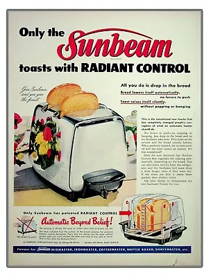 Sunbeam Toaster Magazine Kitchen Appliance Home Household  Vintage Print Ad • $12.95