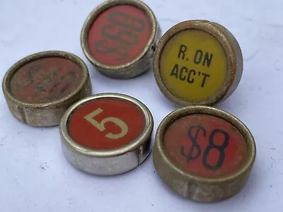 $5 • Buy Vintage Old Cash Register Keys Buttons Red Jewelry Crafts Partial Set 5 Keys